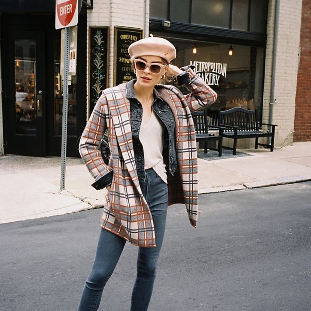 Anthro Plaid Sweater Coat